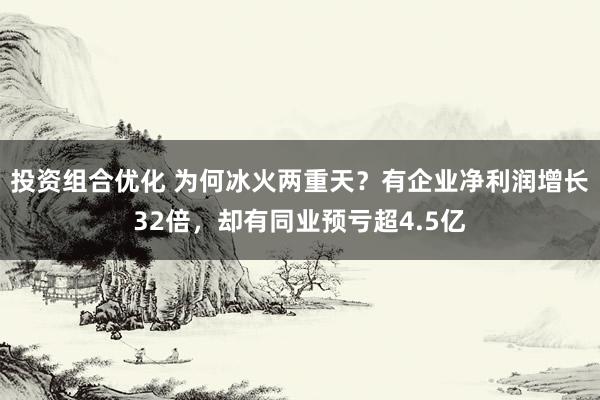 投资组合优化 为何冰火两重天？有企业净利润增长32倍，却有同业预亏超4.5亿