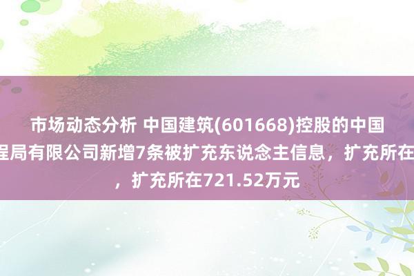 市场动态分析 中国建筑(601668)控股的中国建筑第二工程局有限公司新增7条被扩充东说念主信息，扩充所在721.52万元