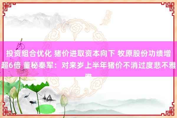 投资组合优化 猪价进取资本向下 牧原股份功绩增超6倍 董秘秦军：对来岁上半年猪价不消过度悲不雅