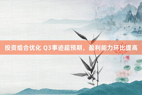 投资组合优化 Q3事迹超预期，盈利能力环比提高