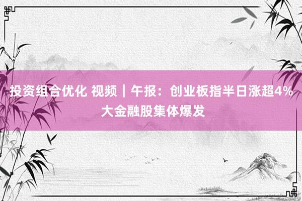 投资组合优化 视频｜午报：创业板指半日涨超4% 大金融股集体爆发