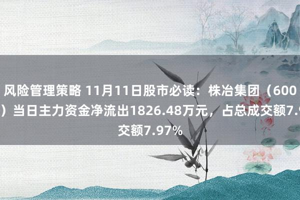 风险管理策略 11月11日股市必读：株冶集团（600961）当日主力资金净流出1826.48万元，占总成交额7.97%