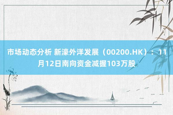 市场动态分析 新濠外洋发展（00200.HK）：11月12日南向资金减握103万股