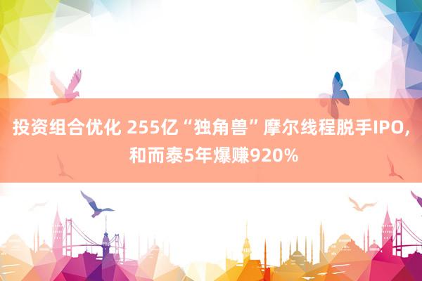 投资组合优化 255亿“独角兽”摩尔线程脱手IPO, 和而泰5年爆赚920%