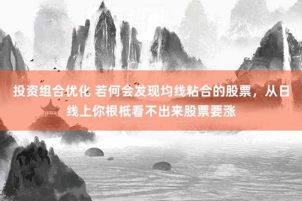 投资组合优化 若何会发现均线粘合的股票，从日线上你根柢看不出来股票要涨