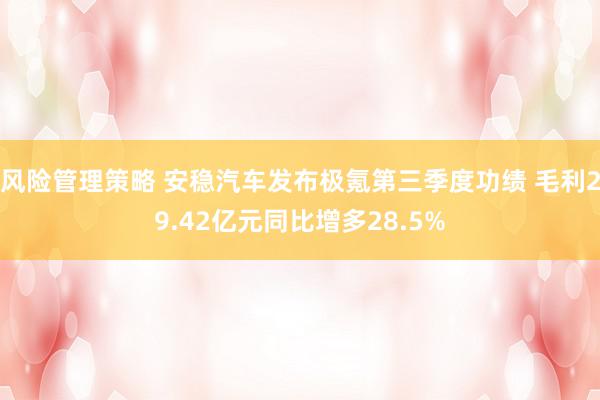 风险管理策略 安稳汽车发布极氪第三季度功绩 毛利29.42亿元同比增多28.5%