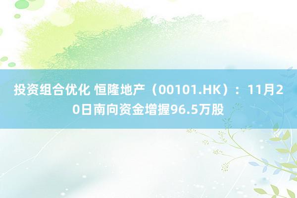 投资组合优化 恒隆地产（00101.HK）：11月20日南向资金增握96.5万股