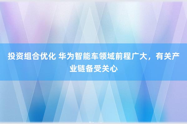 投资组合优化 华为智能车领域前程广大，有关产业链备受关心