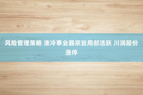 风险管理策略 液冷事业器宗旨局部活跃 川润股份涨停