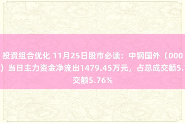 投资组合优化 11月25日股市必读：中钢国外（000928）当日主力资金净流出1479.45万元，占总成交额5.76%