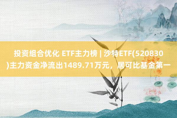 投资组合优化 ETF主力榜 | 沙特ETF(520830)主力资金净流出1489.71万元，居可比基金第一