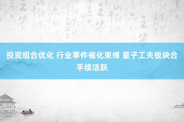 投资组合优化 行业事件催化束缚 量子工夫板块合手续活跃