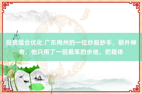 投资组合优化 广东梅州的一位炒股妙手，额外神奇，他只用了一招最笨的步地，把箱体