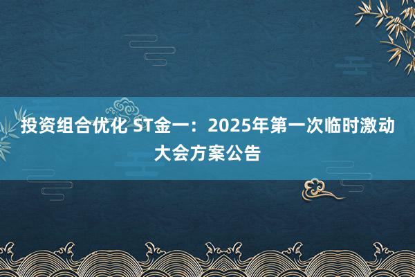 投资组合优化 ST金一：2025年第一次临时激动大会方案公告